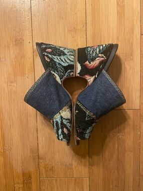 Rachel Comey Floral Tapestry & Denim Mules